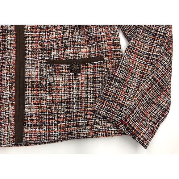 Chico's Elegant Boucle Cocoa Bean Tweed Jacket - Picture 14 of 16
